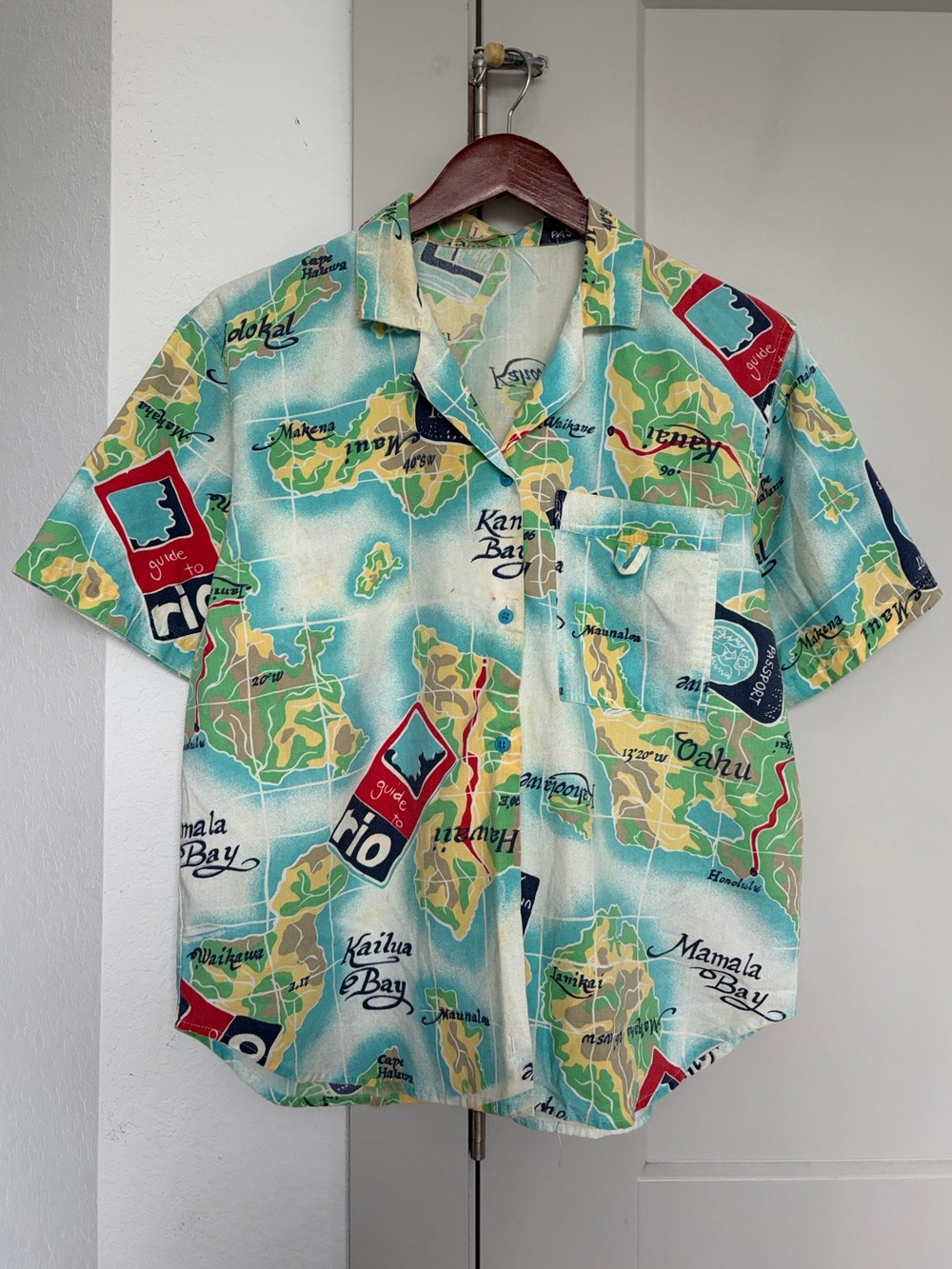 VTG LEVIS SPORTSWEAR GUIDE TO RIO HAWAIIAN SHORT SLEEVE BUTTON DOWN MENS MEDIUM